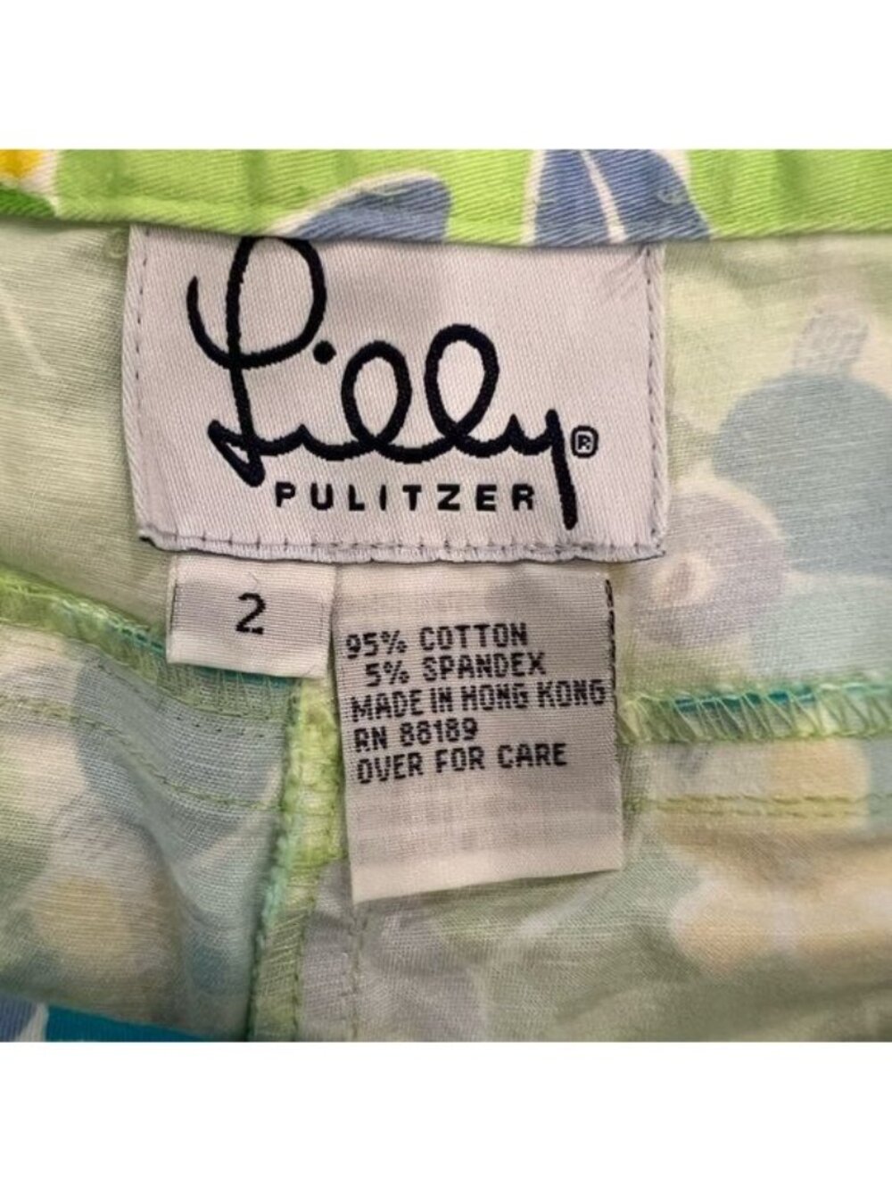 Lilly Pulitzer white label vintage pants size 2 Lime green with floral and birds - Picture 10 of 13